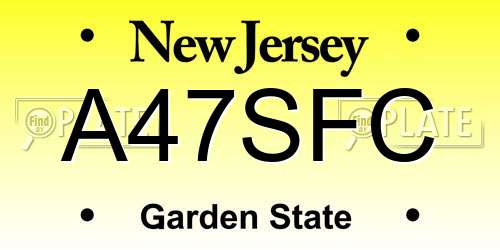 A47SFC New Jersey License Plate