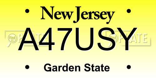 A47USY New Jersey License Plate