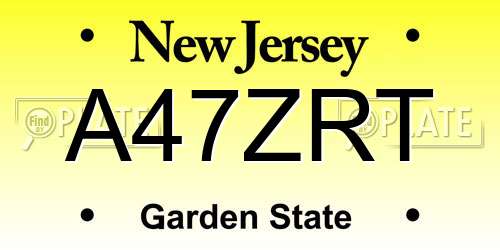 A47ZRT New Jersey License Plate