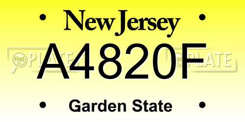 A4820F New Jersey License Plate