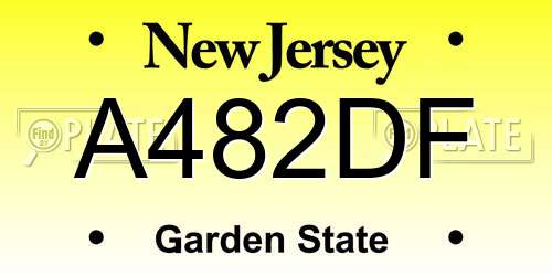 A482DF New Jersey License Plate