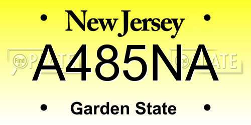 A485NA New Jersey License Plate
