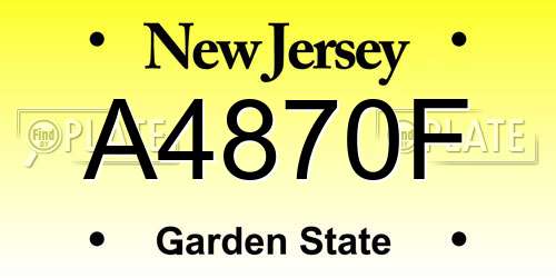 A4870F New Jersey License Plate
