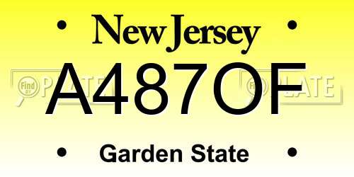 A487OF New Jersey License Plate