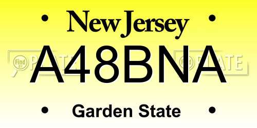 A48BNA New Jersey License Plate
