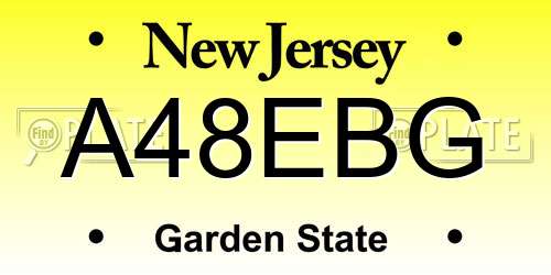 A48EBG New Jersey License Plate