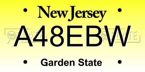A48EBW New Jersey License Plate