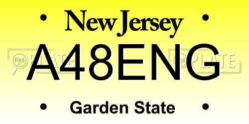 A48ENG New Jersey License Plate