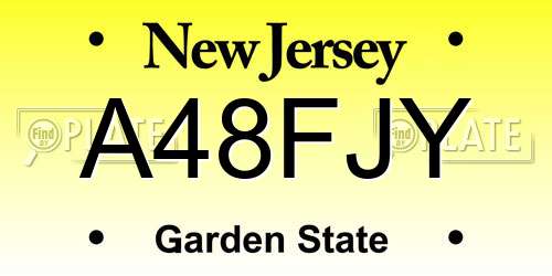 A48FJY New Jersey License Plate