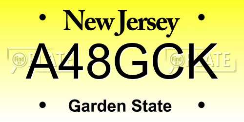 A48GCK New Jersey License Plate