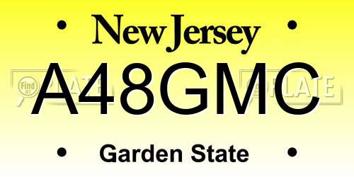 A48GMC New Jersey License Plate