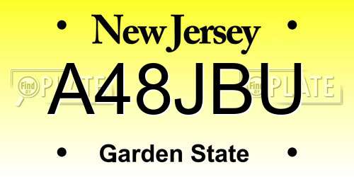 A48JBU New Jersey License Plate