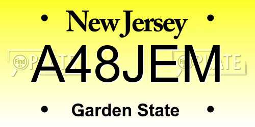 A48JEM New Jersey License Plate