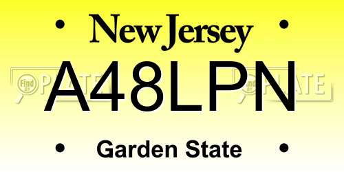 A48LPN New Jersey License Plate
