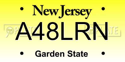 A48LRN New Jersey License Plate
