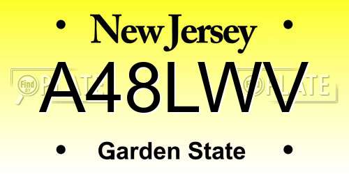 A48LWV New Jersey License Plate