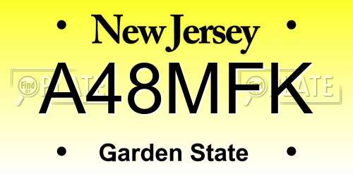 A48MFK New Jersey License Plate