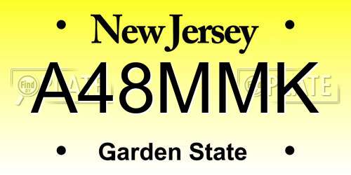 A48MMK New Jersey License Plate