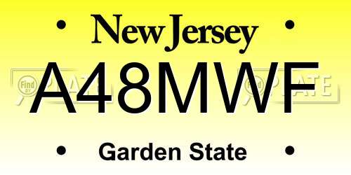 A48MWF New Jersey License Plate