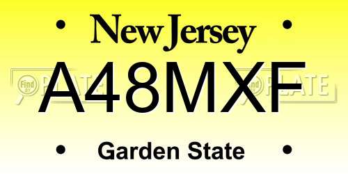 A48MXF New Jersey License Plate