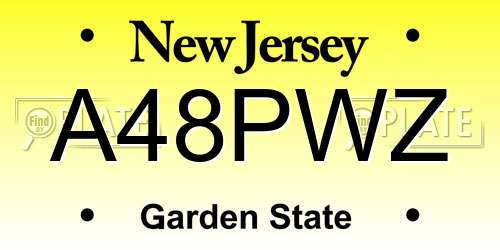 A48PWZ New Jersey License Plate