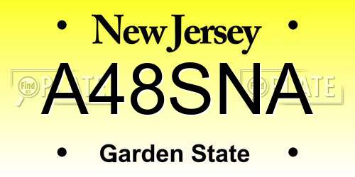 A48SNA New Jersey License Plate