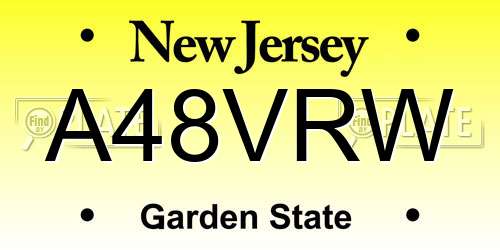 A48VRW New Jersey License Plate