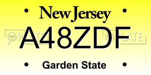 A48ZDF New Jersey License Plate