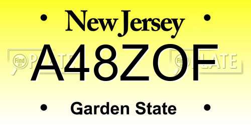 A48ZOF New Jersey License Plate