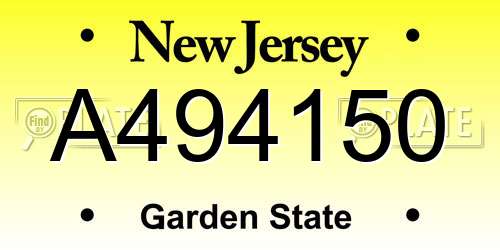 A494150 New Jersey License Plate