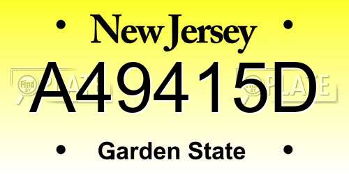 A49415D New Jersey License Plate