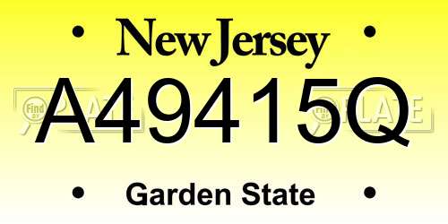 A49415Q New Jersey License Plate