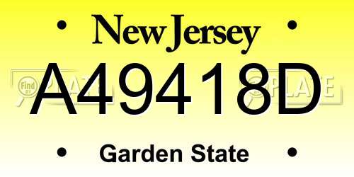A49418D New Jersey License Plate