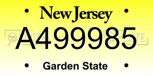 A499985 New Jersey License Plate