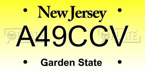 A49CCV New Jersey License Plate