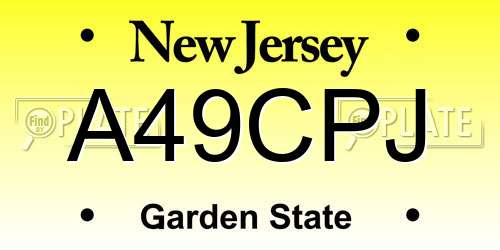 A49CPJ New Jersey License Plate