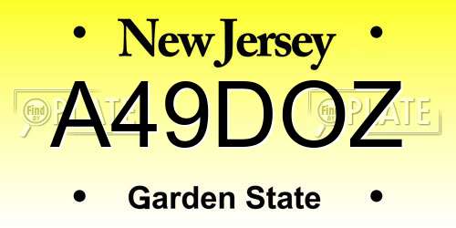 A49DOZ New Jersey License Plate