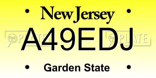 A49EDJ New Jersey License Plate