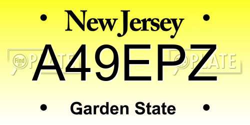 A49EPZ New Jersey License Plate