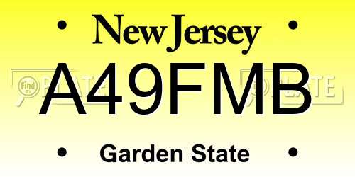 A49FMB New Jersey License Plate
