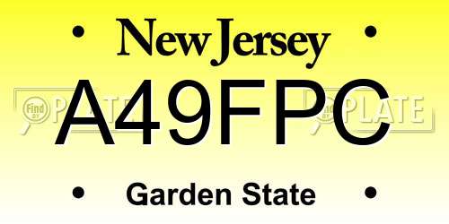 A49FPC New Jersey License Plate