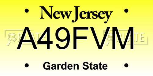 A49FVM New Jersey License Plate