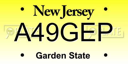 A49GEP New Jersey License Plate