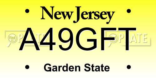 A49GFT New Jersey License Plate