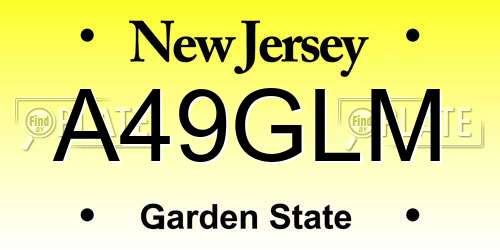 A49GLM New Jersey License Plate