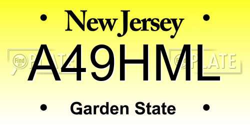 A49HML New Jersey License Plate