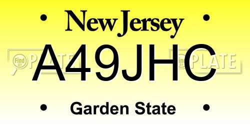 A49JHC New Jersey License Plate