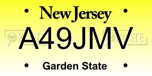 A49JMV New Jersey License Plate