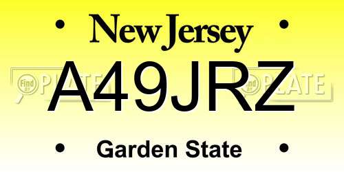 A49JRZ New Jersey License Plate