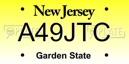 A49JTC New Jersey License Plate